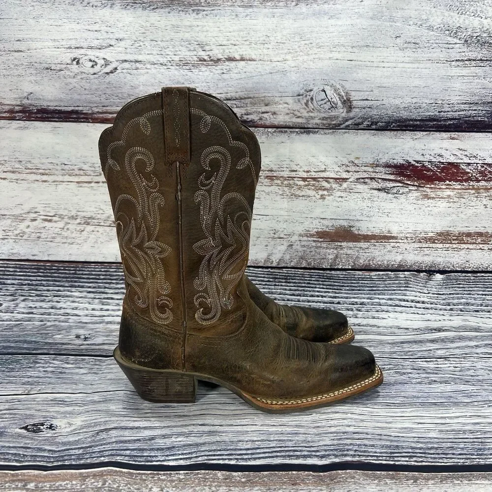 Ariat Legend Brown Leather Square Toe Cowboy Boots 10001046 Women’s Size 6